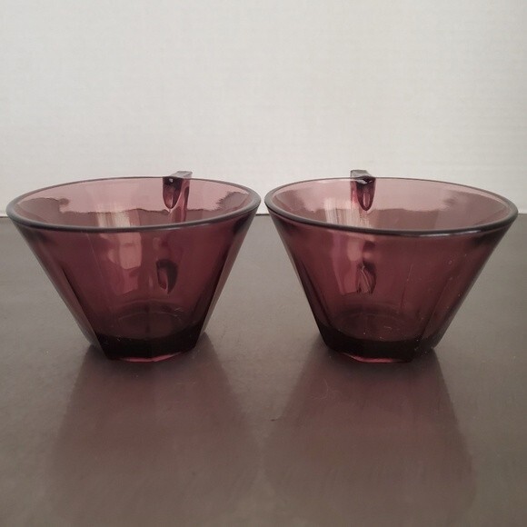 Vintage Hazel Atlas Moroccan Amethyst Glass Tea Coffee Cups Made in USA - Picture 3 of 10